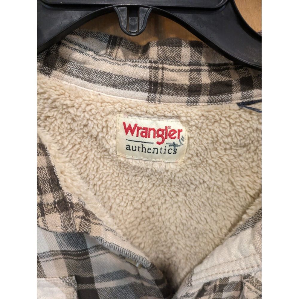 Wrangler Mens Long Sleeve Button Up Plaid Shirt Large-XL Pile Lined - Picture 3 of 5